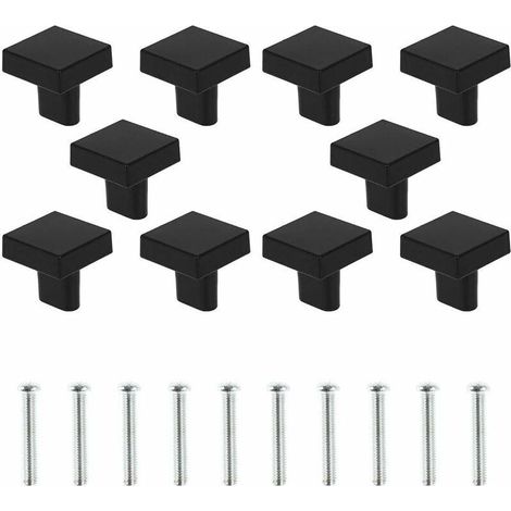 Set di 10 pomelli quadrati in ottone massiccio nero per ante di porte – maniglie vintage per mobili da cucina, credenze e cassetti