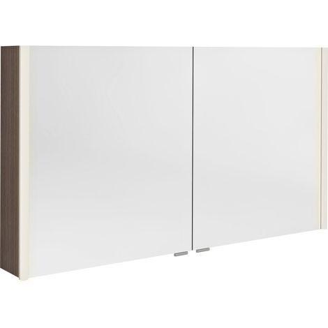 ALIX Armoire à miroir avec éclairage LED, 2x portes, 126x70x17,5cm, Pin Rustique