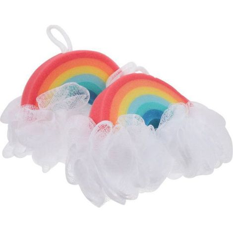 Éponges bain arc-en-ciel - 2 pièces - Convient pour enfants (1/5)