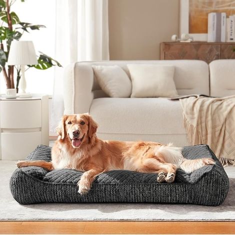 Panier Chien Grande Taille XXL Orthopédique, Coussin Chien Dehoussable Lavable, Canapé pour Chiens Antidérapant Velours Floconné Doux, Lit Chiens Soutien Extra Épais (1/5)