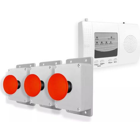 Alerte panique 300m sans fil - 3 boutons coup de poing sur piles & Carillon - 4 zones / 4 Sortie NO / NC & 1 sortie 12V (1/5)