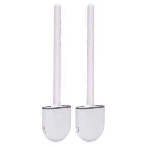 Scopa per WC in silicone (2 pezzi), Scopa per WC, Scopa per WC in silicone con supporto, setole morbide e impugnatura antiscivolo, Scopa per WC in silicone per una pulizia rapida, Scopa per WC da appe