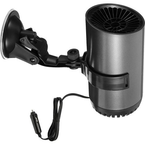Calefactor portátil para coche, filtro de descongelación de 12 V, ventilador de 150 W, enchufe para encendedor de cigarrillos, rotación de 360° con soporte de ventosa. (1/5)