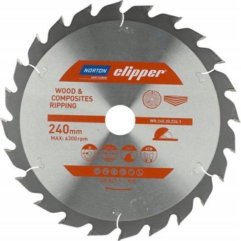 Norton Scie Circulaire Acier 240 mm 24 dents carbure (1/2)