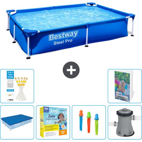 Bestway Piscina Bestway Steel Pro Rectangular - 221x150x43 cm - 7-piezas S57 (1/5)