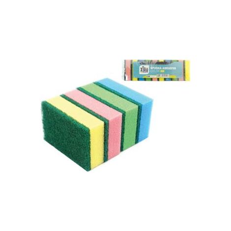 SPUGNA ABRASIVA DOPPIA CON FIBRA VERDE- - cm.9x6x3h. - 20 confezione XTRA