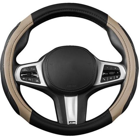 1 pièce Couverture de volant en similicuir, design sportif avec grip antidérapant, universelle 36-38 cm pour voiture, SUV, camion et Jeep
