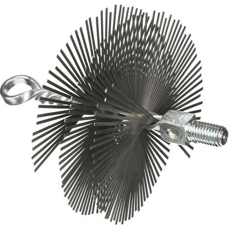 Scovolo Scovolino Tondo in Acciaio Setole piatte con Gancio e perno filettato per Tubi stufa da 30 cm (1/4)