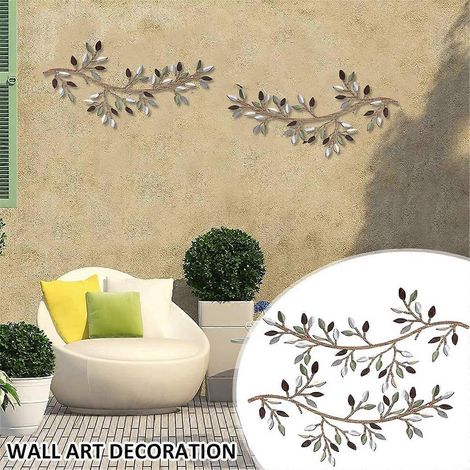 Décoration murale en métal en forme de feuille d'arbre, 1 pièce, branche d'olivier, C-- (1/5)