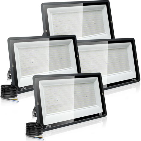 【4PCS】500W spot led extérieur 50000LM IP66 Imperméable Projecteur LED Exterieur Super Brillant Eclairage Extérieur Blanc froid(6000k) Sécurité spot led pour stades, usines, Parking, garage, jardin (1/5)