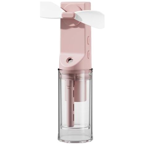 Ventilateur brumisateur portable, rechargeable, réglable sur 4 niveaux, idéal pour les voyages, le bureau et le camping (rose)