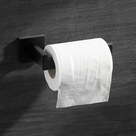 Porta rotolo di carta igienica in acciaio inox nero per bagno e cucina (quadrato) (1/3)