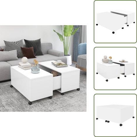 The Living Store Table basse blanc 75x75x38 cm bois d'ingénierie - Table d'appoint (1/5)
