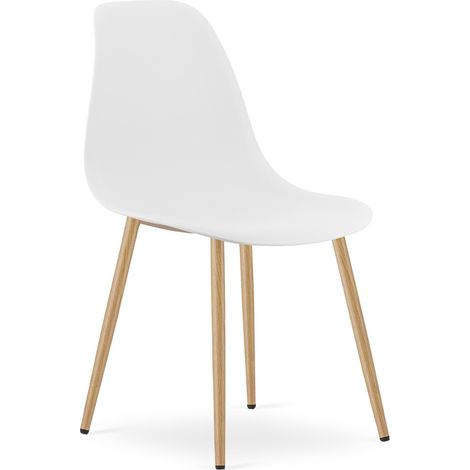 Sedia scandinava WAT bianca con gambe effetto legno (1/5)