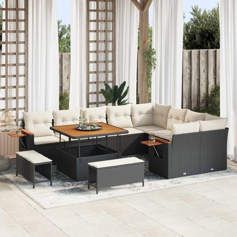 vidaXL Gartensofa-set 12 pcs Schwarz Poly-Rattan (1/5)