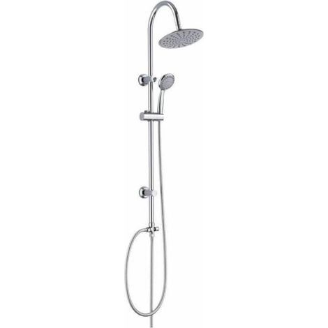 Duschsäule, 5 Düsen, verstellbarer Duschkopf, Antikalkdüsen, Edelstahlschlauch, Badezimmer (1/5)