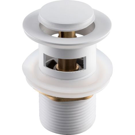 Bonde de lavabo en laiton Click-Clack modèle B universelle pour lavabo 1/4 de pouce avec trop-plein blanche (1/5)
