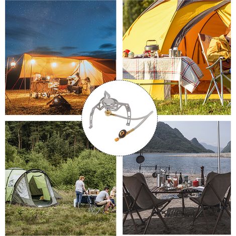 Bergkocher, windfester Campingkocher, Gaskocher, Picknickkocher, zweikammeriger Outdoor-Kochkocher mit Zündung. (1/5)
