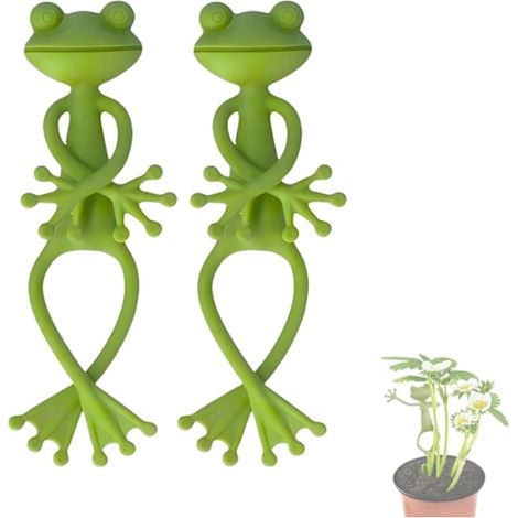 Support pour plantes Grenouille Verte - Mignon, stable, idéal pour les petits pots et les plantes grasses, pot de fleurs décoratif en forme de grenouille pour le jardin, support pour plantes (lot de 2 (1/5)