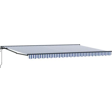 Einziehbare Markise Blau und Weiß 500x300 cm Stoff vidaXL (1/5)