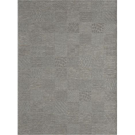 Tapis extérieur kilim 120x160 gris rectangle MEXICO EX
