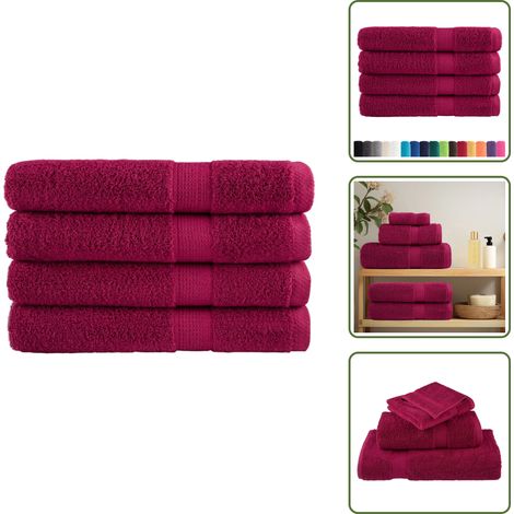 Asciugamani per uso commerciale - vidaXL Asciugamani Premium SOLUND 4 pz Bordeaux 100x200 cm 600 g/m² - Asciugamani per mare