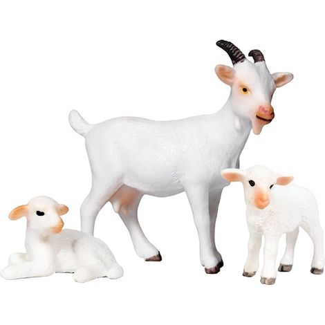 Mouton Figurine - Modèle Animal Réaliste en Plastique Blanc - Décoration Table Bureau Étagère Voiture - 3 Pièces (1/4)