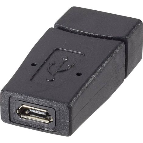 Adaptateur USB 2.0 – 1x USB 2.0 type A femelle, 1x USB 2.0 femelle Micro-B – Vitesse de transfert 480 MBit/s – Noir – Renkforce - W252031 (1/4)