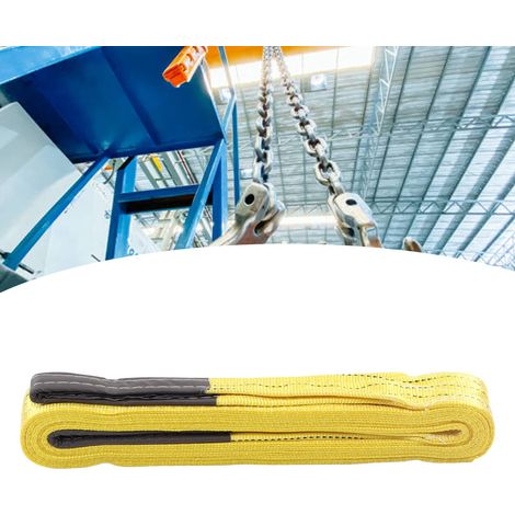 Élingue de levage plate en polyester jaune à double boucle 3T 6M pour grues industrielles (1/5)