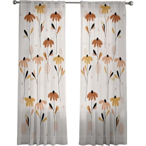 Écharpe de fenêtre à motif de feuilles-fleur 4 130x213cm