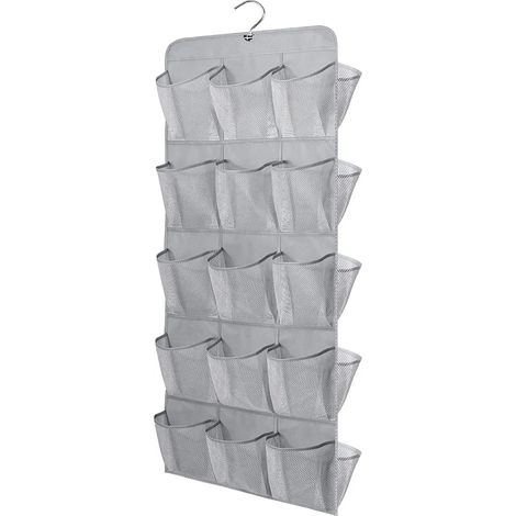 Sac de rangement suspendu, 30 grandes poches en filet, double face, avec cintre rotatif, organisateur de chaussures mural (1/5)