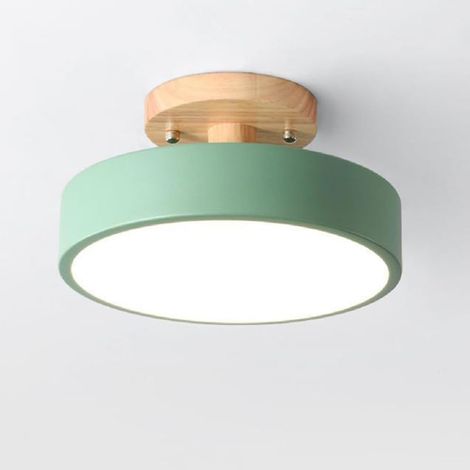 1 Plafonnier LED Rond Bois Métal 18cm 13W Vert Pour Chambre Salon Cuisine Bureau (1/5)