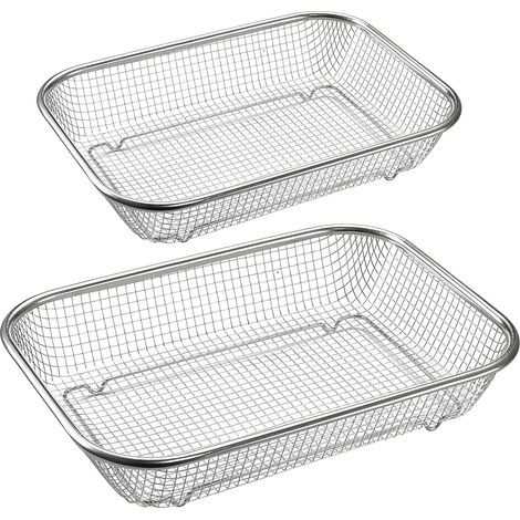 Juego de 2 cestas de acero inoxidable para cocinar en horno - Para cocinar con aire caliente bajo en grasa - Horno o barbacoa