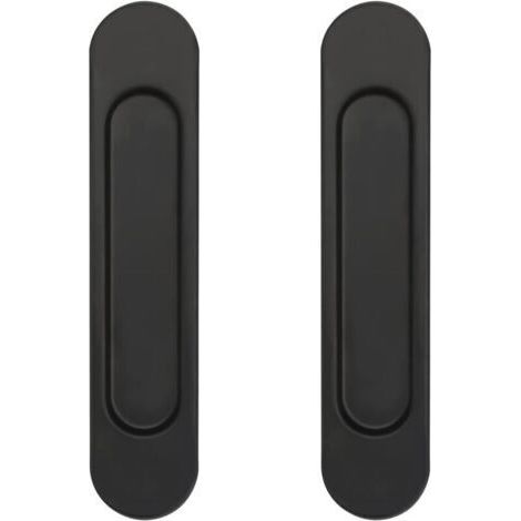 2 Pièces Poignée de Porte Coulissante Ovale 14,8 CM Poignées de Porte Coulissante Auto-Adhésives,Convient pour Armoires, Fenêtres, Portes Coulissantes(Noir) (1/4)