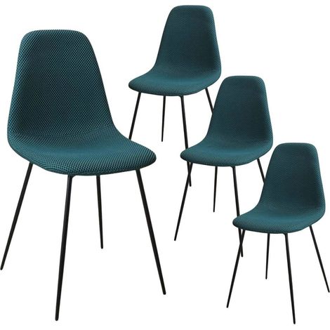 Lot de 4 chaises en tissu texturé maille 3D bleu - ELECTRON (1/5)
