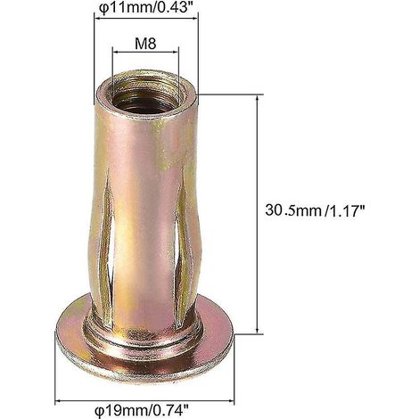 Mehrpositions-Nietmutter, M8 – mit gewölbtem Kopf, aus farbigem Kohlenstoffstahl – 25 Stück