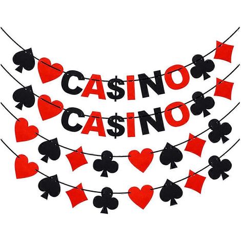 Lot de 4 bannières suspendues pour une fête sur le thème du casino - Décoration créative-200X10X1cm (1/3)