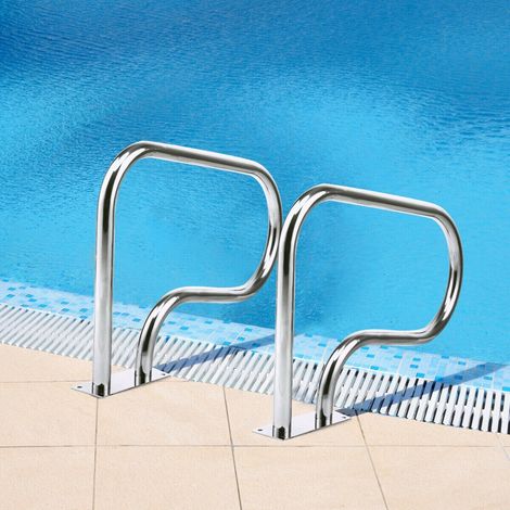 Main courante de piscine en acier inoxydable 304 avec base carrée stable et poignée courbée pour piscine spa et jacuzzi (1/5)