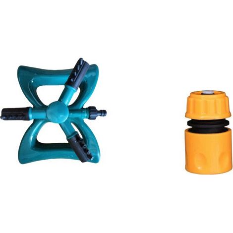 Arroseur rotatif avec base filetage 1/2" et raccord rapide inclus - Tête d'arrosage pivotante pour pelouse et jardin