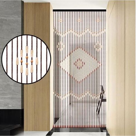 Curtain of door in wood beaded balcony bedroom balcony, curtain of door 90x208cm new (1/5)