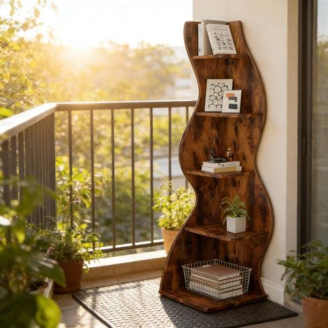 Étagère d'angle murale 5 niveaux, support à plantes en métal, rangement vertical d'angle pour jardin, balcon ou intérieur, robuste et gain de place (1/5)