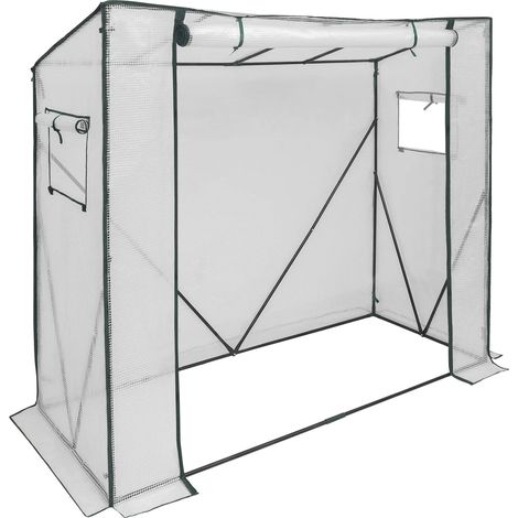 Serre de jardin en PE blanc avec structure en acier, 200 x 77 x 169 cm, protection contre froid, vent et pluie, montage facile - CHICFURN (1/5)