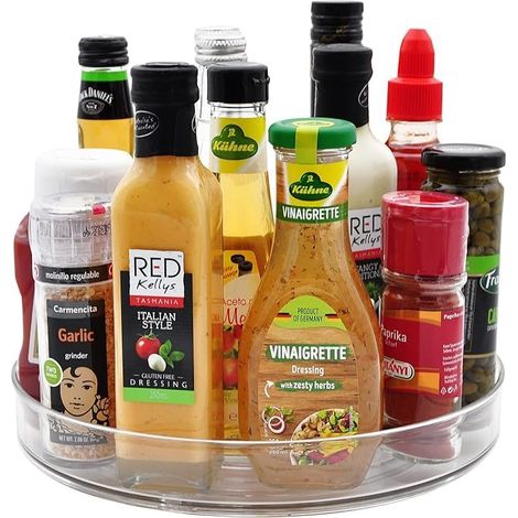 2pcs Plateau Tournant 23.5cm, 360° Plateau Tournant Frigo, Cuisine Organisateur, Lazy Susan, Tournant Porte-épices, Rangement Cuisine pour Réfrigérateur, Salon, Salle à Manger.