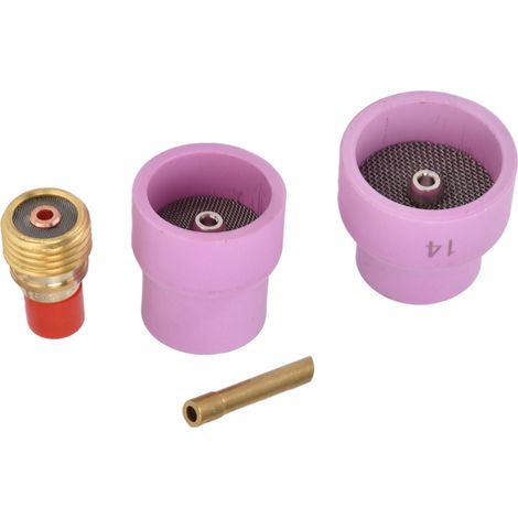 Kit de 4 lentilles TIG roses, connecteurs, porte-électrodes biseautés et buses céramiques pour soudeuse WP 9/20/25 (1/5)