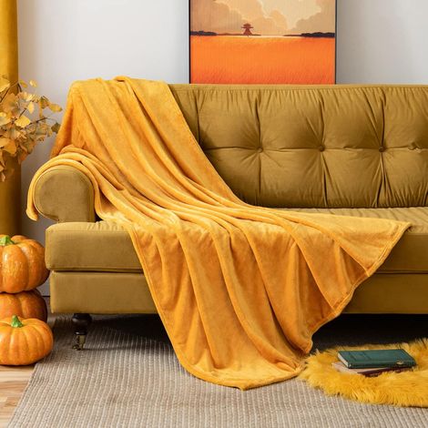 Couverture Douce Jaune Canapé Lit 150x200cm 1Pz (1/5)