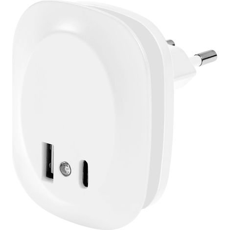 OSRAM Veilleuse LUNETTA EDGE, blanche, 0,35 W, 10 lm, lumière blanche chaude, capteur de lumière du jour, connexion USB-A et USB-C, technologie LED, fonction de charge, longue durée de vie, IP20, 3 00 (1/4)