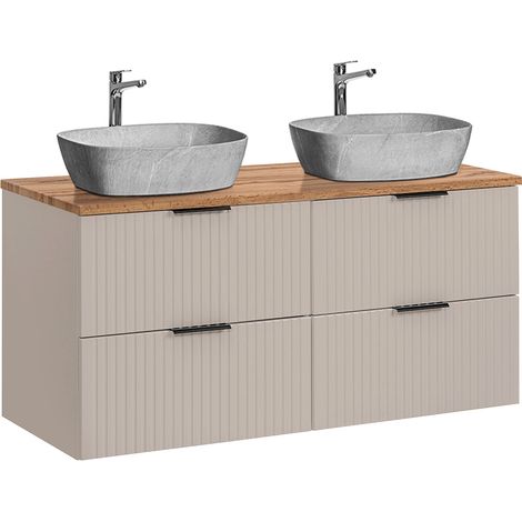 Doppelwaschtisch 120cm Adriel mit 4 Schubladen, Beige (1/5)