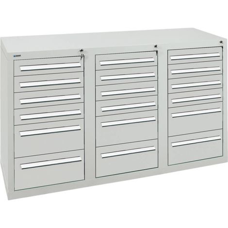 Stumpf Schubladenschrank Serie T-100/35-3, 18 Schubladen lichtgrau (12x100, 6x200mm) (1/3)