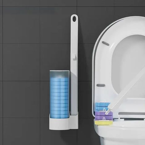 Brosse de toilette jetable à fixer au mur, outil de nettoyage de rechange pour salle de bain.-AquaForge (1/5)