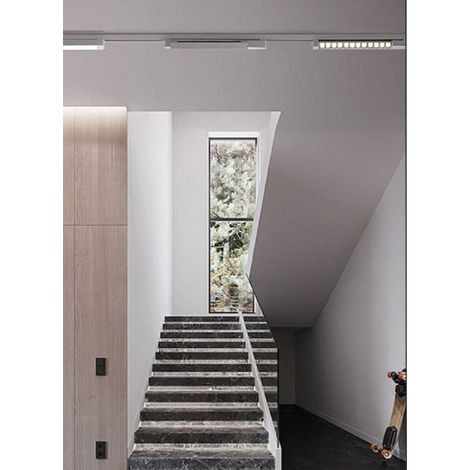 Trade Shop - Faretto Orientabile Binario 12w 6 Led Bianco Nero Luce 6500k 4000k 3000k Pst-27 -      Blanco (1/5)